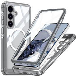 Puzdro pre Samsung Galaxy S25 FE, Shockproof, so sklom, pre MagSafe, sivé