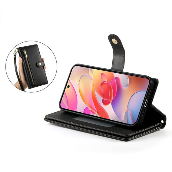 Klapkové puzdro pre Samsung Galaxy A56 5G, Wallet Zipper Pocket, čierne