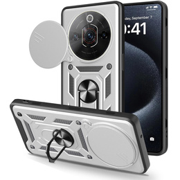 CamShield Slide ochranné puzdro s krytom fotoaparátu a krúžkom pre Nubia Focus Pro 5G, strieborné