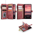 CASEME puzdro pre Samsung Galaxy A56 5G, Leather Wallet Cash and Card Slots, s remienkom, červené