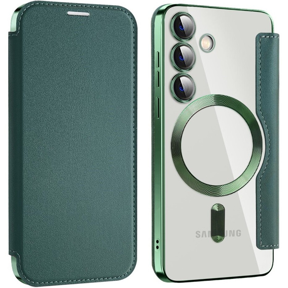 Klapkové puzdro pre Samsung Galaxy S24+ Plus, RFID Wallet MagSafe CamShield, zelený