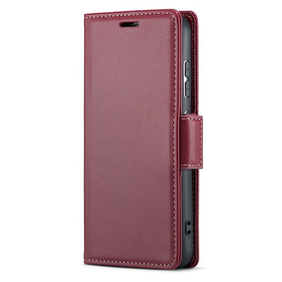 Puzdro pre Oppo Reno 13F / Oppo Reno 13FS, ERBORD Glossy Litchi, flipová peňaženka, červené