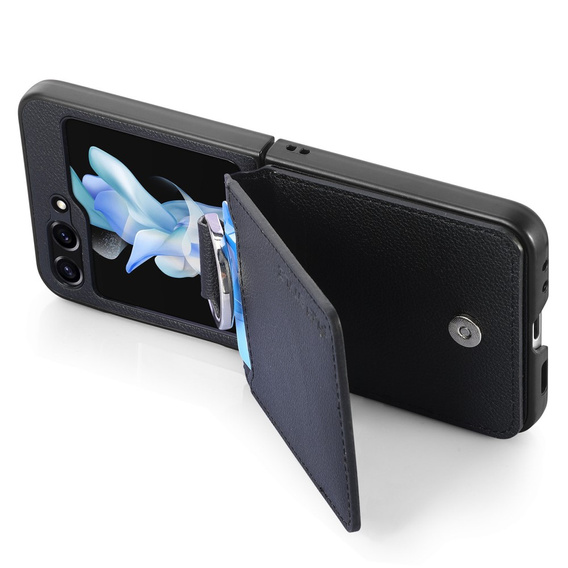 Puzdro pre Samsung Galaxy Z Flip7 FE / Z Flip6, Card Slot Ring Case, čierne