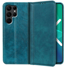 Obal na mobil pre Samsung Galaxy S22 Ultra 5G, Wallet Litchi Leather, modré