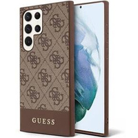 GUESS Obal na mobil pre Samsung Galaxy S24 Ultra, 4G Bottom Stripe, hnedé