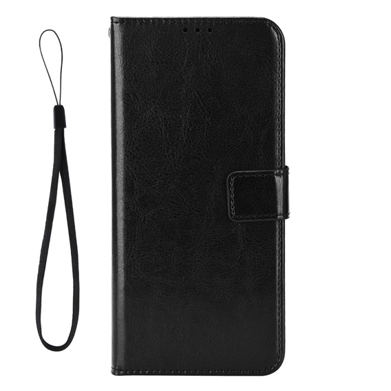 Klapkové puzdro pre Xiaomi Redmi 15 5G / 4G, textúrované Crazy Horse, čierne