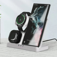 Bezdrôtová indukčná nabíjačka 3 v 1 QI rýchla pre Samsung S25 S24 S23 Galaxy Watch Buds Stanica biela