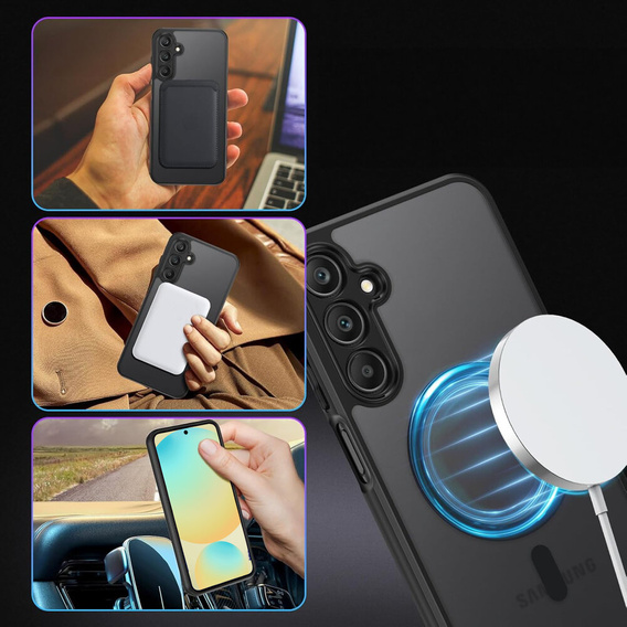 Puzdro pre Samsung Galaxy S24 FE, pre MagSafe, ERBORD Matt Case, čierne + sklo na displej