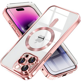 Puzdro pre iPhone 14 Pro Max, Electro MagSafe, ružové + sklo na displej