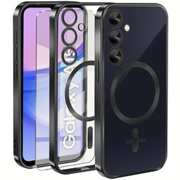 Puzdro pre Samsung Galaxy A15 4G/5G, Electro MagSafe, čierne + sklo na displej