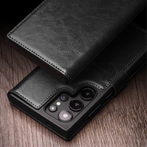 Flipové puzdro pre Samsung Galaxy S25 Ultra, QIALINO Leather Wallet, čierne