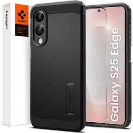 Puzdro Spigen pre Samsung Galaxy S25 Edge, Tough Armor Mag MagSafe, čierne + tvrdené sklo 9H