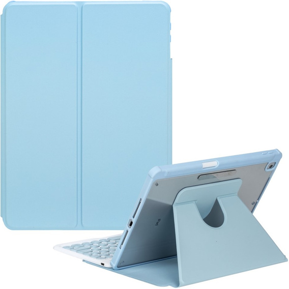 Puzdro s klávesnicou pre iPad 11" 2025 A16 (11 gen.) / iPad 10.9" 2022 (10 gen.), Rotary 360° Leather, svetlomodré