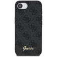 GUESS Obal na mobil pre iPhone 16E, 4G Metal Gold Logo, čierne