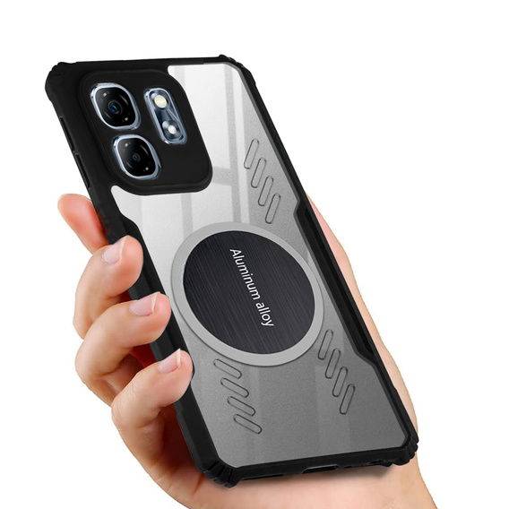 Puzdro pre Infinix Hot 50i 4G, s magnetickým štítkom, transparentné / čierne