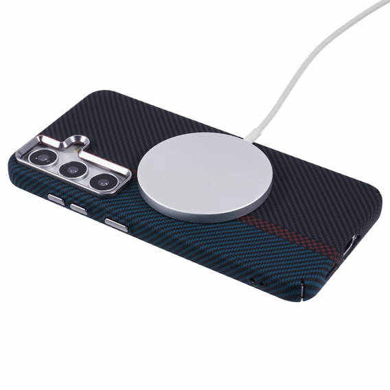 Puzdro pre Samsung S25, Carbon Fiber MagSafe, čierna / modrá