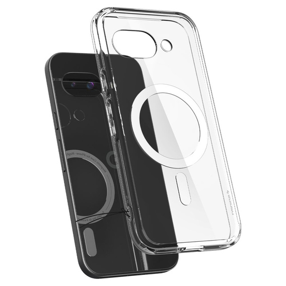 Puzdro MagSafe Spigen pre Google Pixel 9A, Ultra Hybrid, transparentné / biele + tvrdené sklo 9H