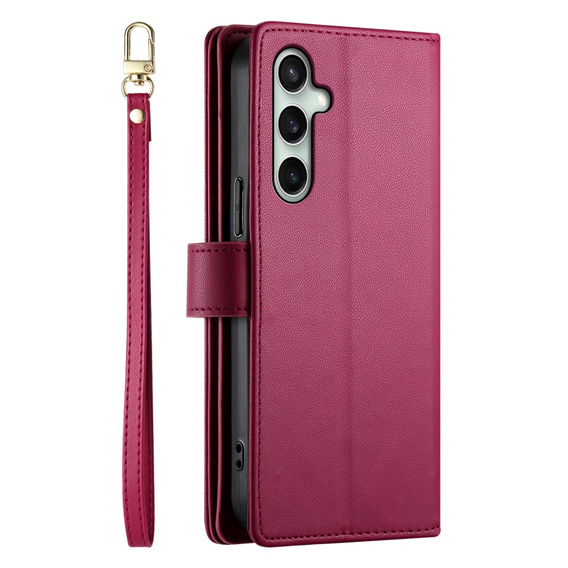 Klapkové puzdro pre Samsung Galaxy S24 FE, Wallet Zipper Pocket, červené