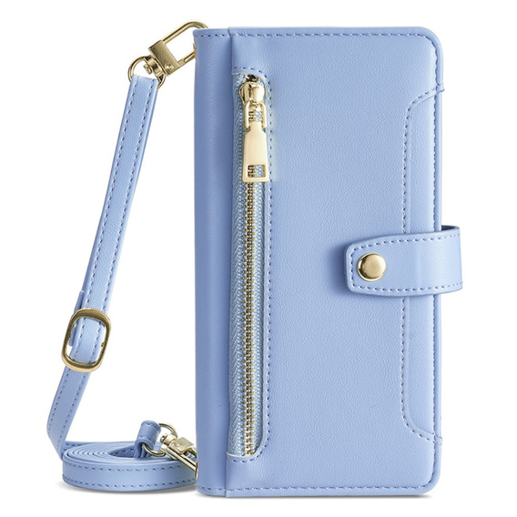 Klapkové puzdro pre iPhone 15, Wallet Zipper Pocket, modré