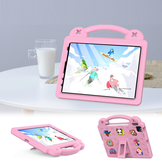 Detské puzdro pre iPad Air 10.9" 2022/2020 (5/4 gen.) / Pro 11" 2022/2021/2020 (4/3/2 gen.), Cute Patterns, so stojanom, ružové