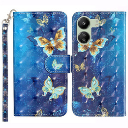 Klapkové puzdro pre Xiaomi Redmi 13C / Poco C65, Wallet, Butterflies modré