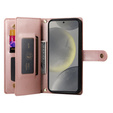 Klapkové puzdro pre Samsung Galaxy S25+ Plus, Wallet Zipper Pocket, ružové