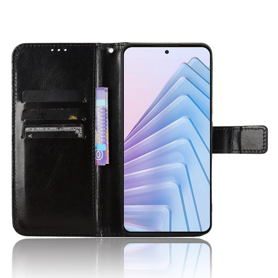 Klapkové puzdro pre Xiaomi Redmi Note 14 4G, Crazy Horse Wallet, čierne