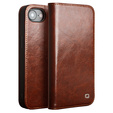 Flipové puzdro pre Iphone 16E, QIALINO Leather Wallet, hnedé