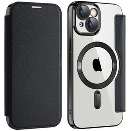 Klapkové puzdro pre iPhone 15, RFID Wallet MagSafe CamShield, čierne