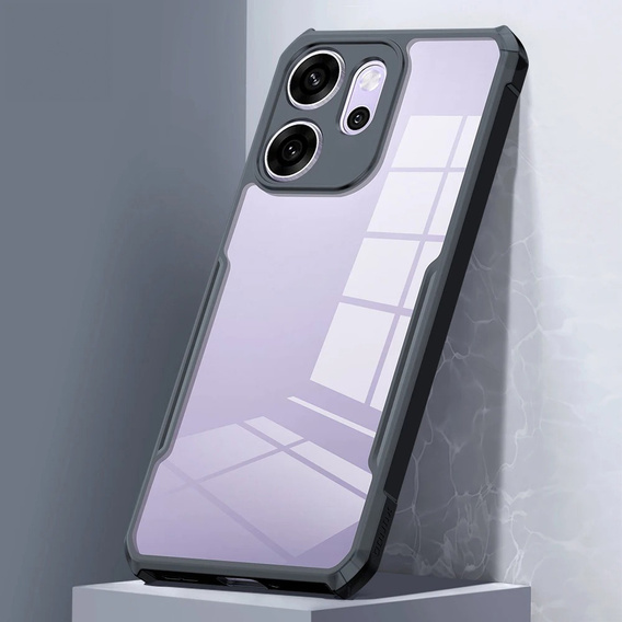 Puzdro pre Oppo Reno 14F, vystužené, priehľadné s čiernymi stranami