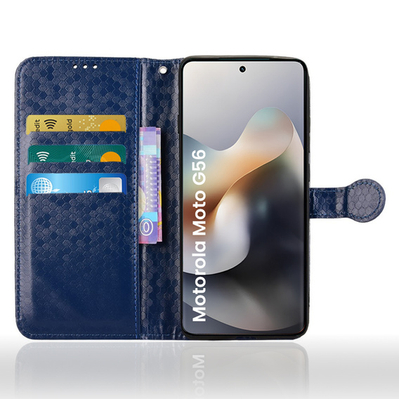 Flipové puzdro pre Motorola Moto G56 5G, Wallet Rhombus, modré