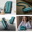 Puzdro CASEME pre Samsung Galaxy Z Fold6 5G, RFID Leather Wallet, s popruhom cez rameno, zelený