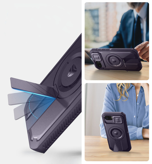 Obrnené puzdro pre iPhone 16e, Dexnor CamProtect MagSafe, fialové