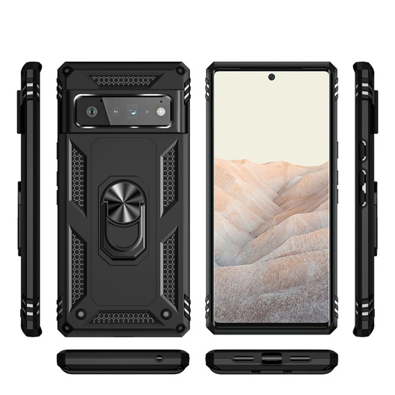 Pancierované obal na mobil pre Google Pixel 6 Pro, Nox Case Ring, čierne