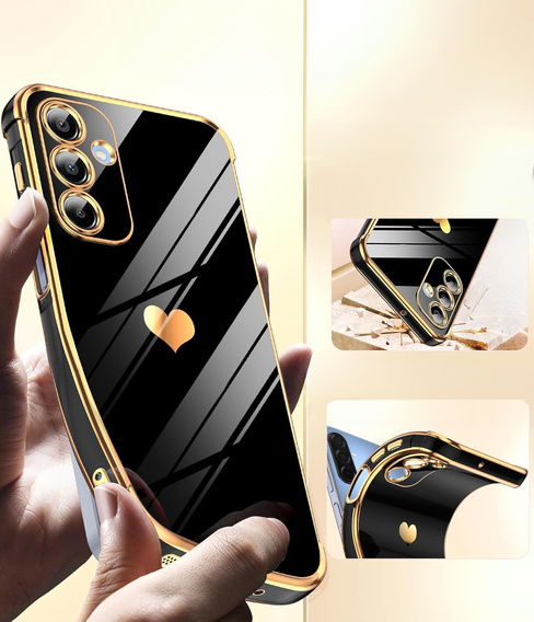Puzdro pre Samsung Galaxy A56, Electro heart, čierne + sklo 9H