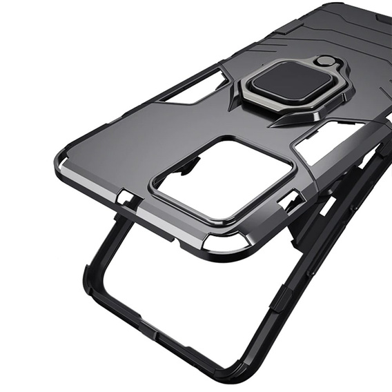 Obal na mobil pre Realme 8 / 8 Pro, Kickstand Ring, čierne