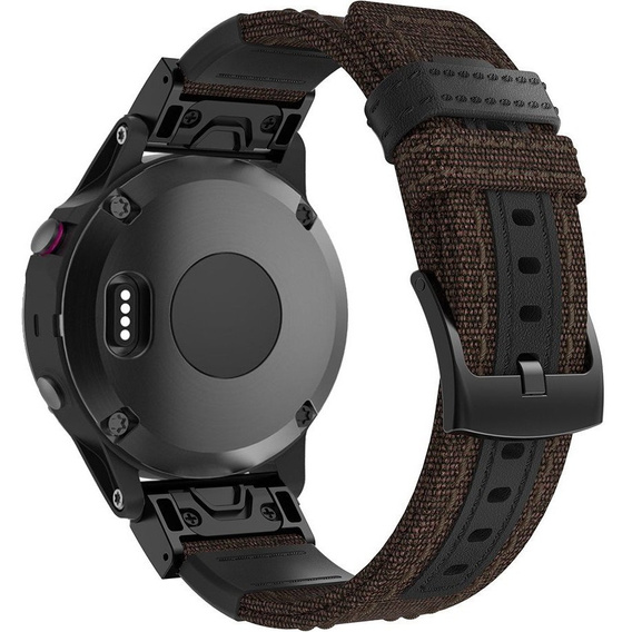 Pasek Canvas+Leather do Garmin Fenix 5/6/7 Pro Forerunner 935/945/955 - Brown