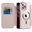 Klapkové puzdro pre iPhone 11 Pro Max, RFID Wallet MagSafe CamShield, ružové