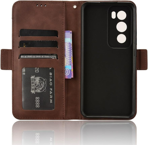 Klapkové puzdro pre Oppo Reno 12 Pro, Card Slot, hnedé
