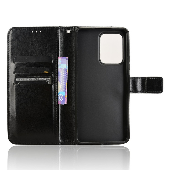 Klapkové puzdro pre Oppo Reno 13F / Oppo Reno 13FS, Crazy Horse Wallet, čierne