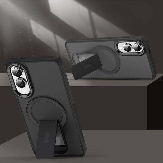 Puzdro pre Samsung Galaxy S25 Edge, Kickstand Matt Case, pre MagSafe, čierne