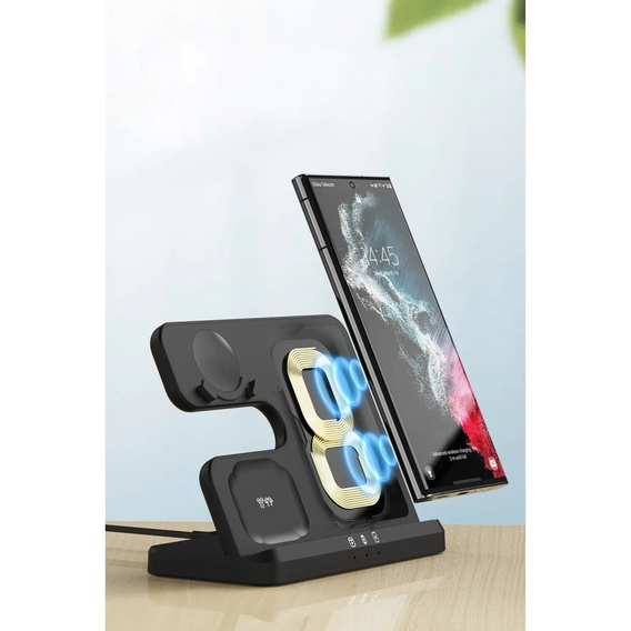 Bezdrôtová indukčná nabíjačka 3 v 1 QI rýchla pre Samsung S25 S24 S23 Galaxy Watch Buds stanica čierna