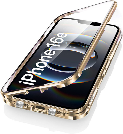Puzdro pre iPhone 16E, Magnetic Dual Glass, zlaté