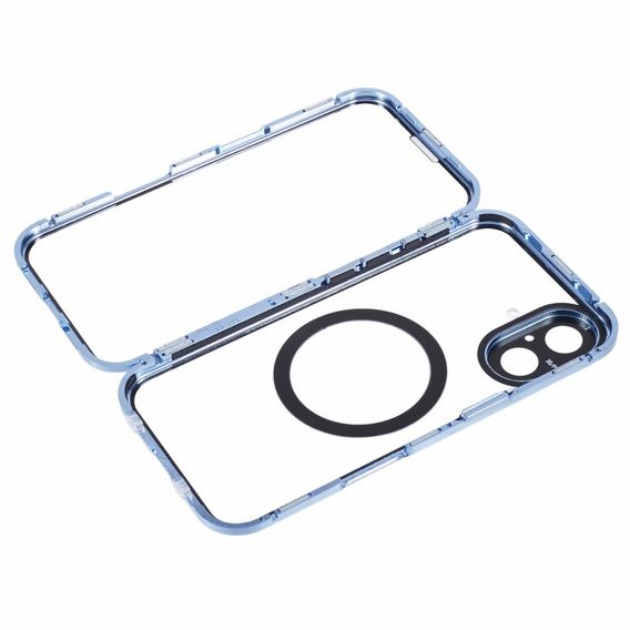 Magnetické puzdro Dual Glass MagSafe pre iPhone 16, modré