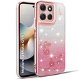 Puzdro pre Motorola Moto G56 5G, Glitter Flower, ružové rose gold