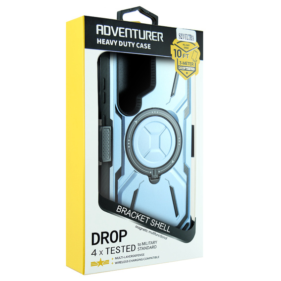 Obal na mobil pre Samsung Galaxy S23 Ultra, Heavy Duty Ring Belt Clip, modré