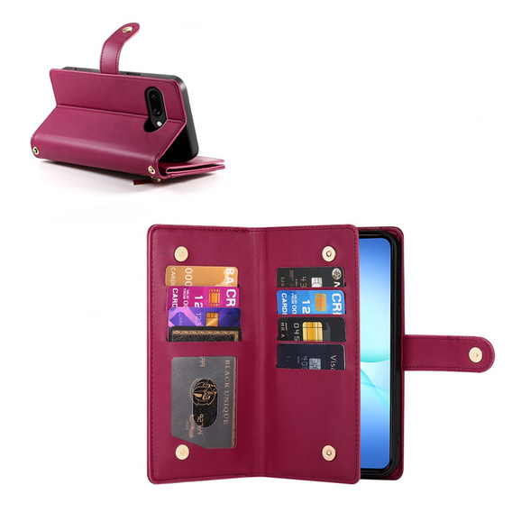 Flipové puzdro Wallet Zipper Pocket pre Samsung Galaxy A17 5G, Wallet Zipper Pocket, červené