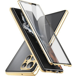 Puzdro pre Samsung Galaxy S22 Ultra, Magnetic Dual Glass, zlaté