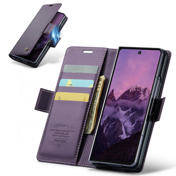 CASEME Litchi Wallet flipové puzdro pre Samsung Galaxy Z Fold7 5G