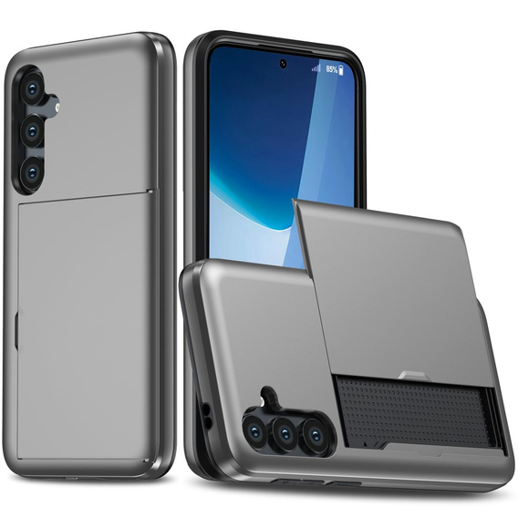 Obal na mobil pre Samsung Galaxy A56 5G, Sliding Card Holder, sivé